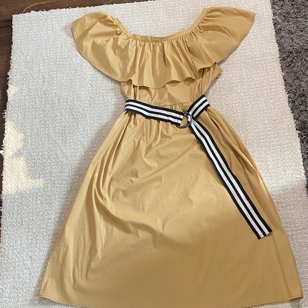 Who What Wear Tan Off-Shoulder Midi Dress - Picture 5 of 12
